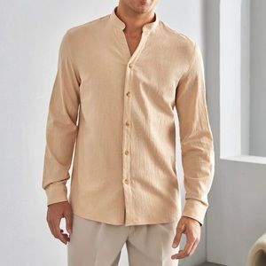 Men Solid Button Up Shirt